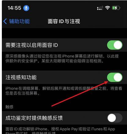 吉隆苹果14维修网点分享iPhone14注视感知功能有什么用 